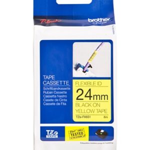 Brother 24MM Black Yellow Tape Flexible TZE Tape