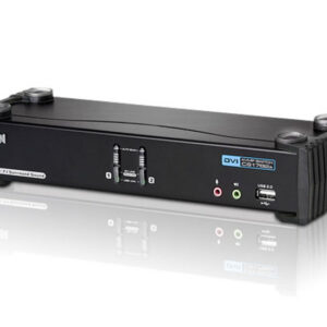 Aten Desktop KVMP Switch 2 Port Single Display DVI w/ 7.1 audio, 2x Custom KVM Cables Included, 2x USB Port, Selection Via Front Panel