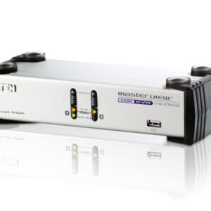 Aten Desktop KVMP Switch 2 Port Dual Display VGA w/ audio, 2x Custom KVM Cables Included, 2x USB Port, Selection Via Front Panel