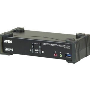 Aten Desktop KVMP Switch 2 Port Single to Dual Display 4k DisplayPort MST w/ audio, Cables Included, 2x USB Port, Selection Via Front Panel