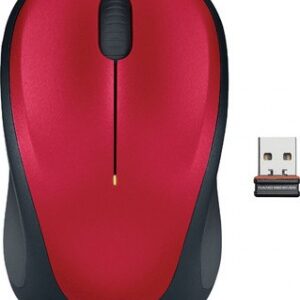 Logitech M235 Wireless Mouse Red Contoured design Glossy Comfort Grip Advanced Optical Tracking 1-year battery life